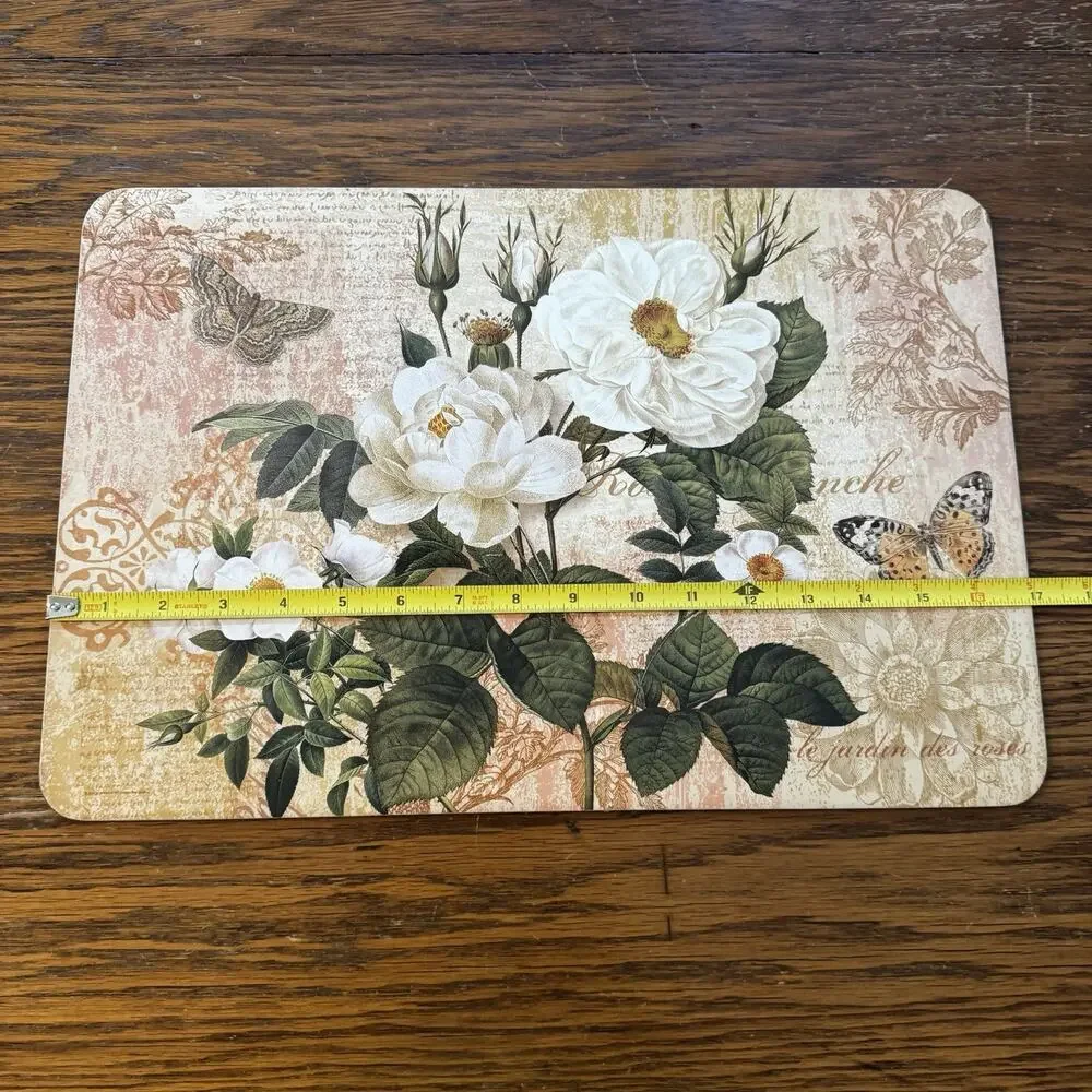 Vintage Roses‎ Placemats Set of 4 Cork Backing Hard Butterfly Floral Victorian